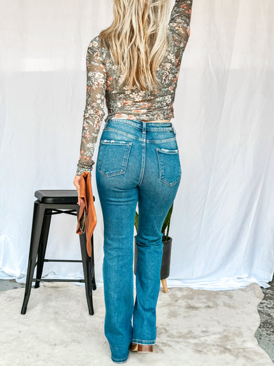 Ariel Tummy Control High Rise Straight Leg Jeans