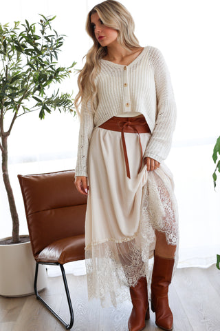 Sylvie Lace‑Trim Maxi Skirt