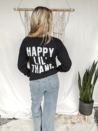 Happy Lil’ Thang Long Sleeve Pullover ~ Black