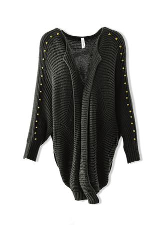 Studded Statement Side Slit Cardigan