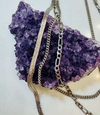 Silver Herringbone Multi-layer Chain Necklace