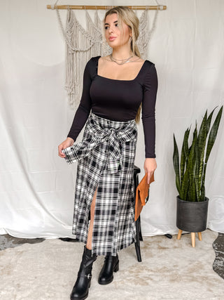 Haven Pleated Plaid Tie Skirt