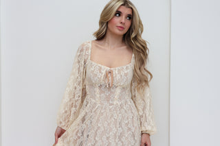 Bernadette Corset Style Lace Long Sleeve Maxi Dress