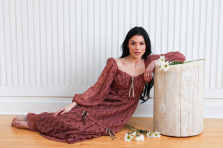 Bernadette Corset Style Lace Long Sleeve Maxi Dress