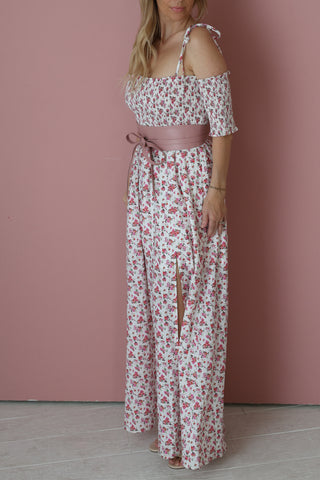 Millie off the shoulder floral dress w/slit