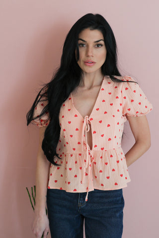 Cupids Charm Linen Peplum Top