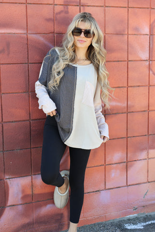 Ginger Color Block Long Sleeve Top