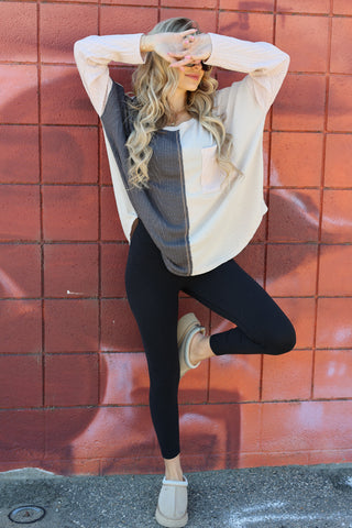 Ginger Color Block Long Sleeve Top