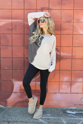 Ginger Color Block Long Sleeve Top