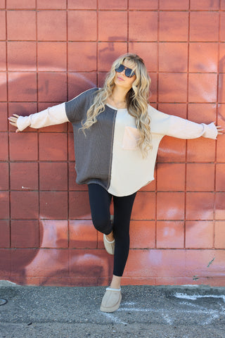 Ginger Color Block Long Sleeve Top