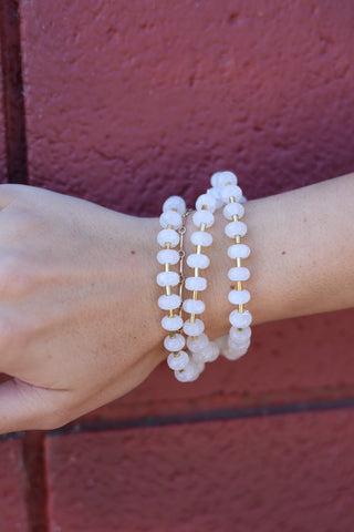 Marbled Stone Stretch Beaded Bracelet