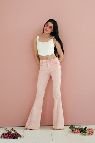 Taylor acid wash flare denim jeans ~ Rose