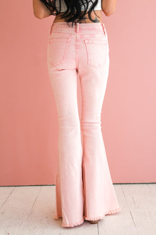 Taylor acid wash flare denim jeans ~ Rose