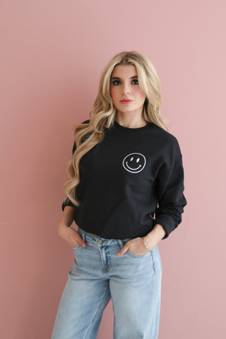 Happy Lil’ Thang Long Sleeve Pullover ~ Black