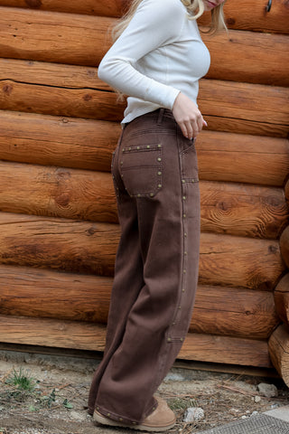 Bronco Stud Brown Denim