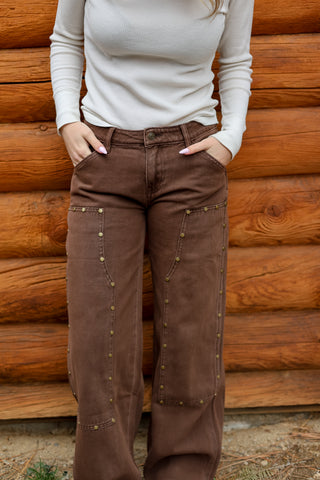 Bronco Stud Brown Denim