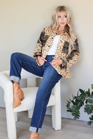 Wildflower Camo Button Up Jacket