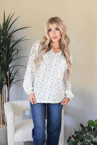 Mint Floral Knit Top