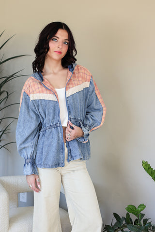 Cottage Lace Trim Denim Jacket