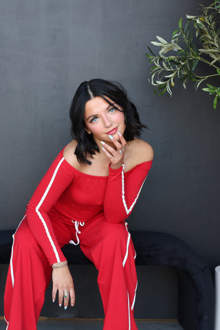 Sadie Off Shoulder Top ~ Red