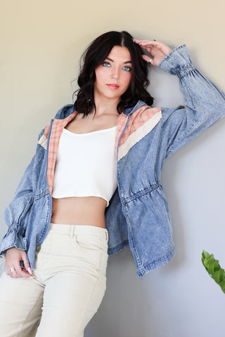 Cottage Lace Trim Denim Jacket
