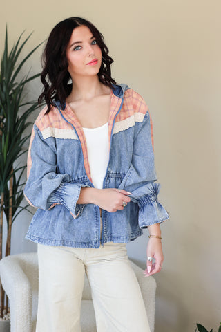 Cottage Lace Trim Denim Jacket