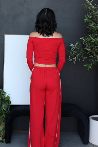 Sadie Relaxed Fit Lounge Pant ~ Red