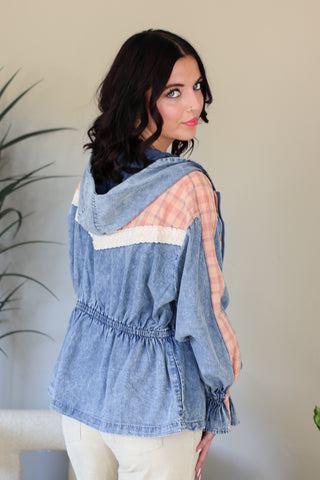 Cottage Lace Trim Denim Jacket