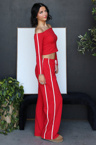 Sadie Relaxed Fit Lounge Pant ~ Red
