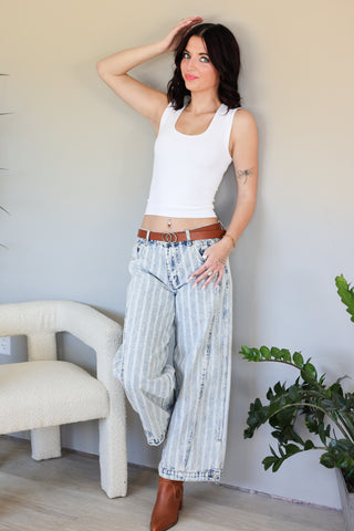Wild Stripe Wide Leg Jeans