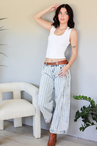 Wild Stripe Wide Leg Jeans