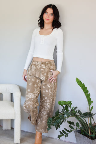 Paisley Wide-Leg Jeans — Vintage Wash, Relaxed Fit