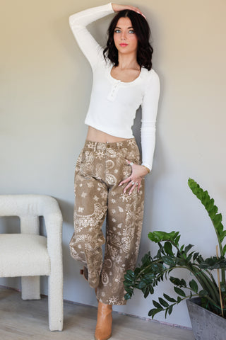 Paisley Wide-Leg Jeans — Vintage Wash, Relaxed Fit