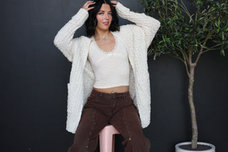 Kinsley Casual Knit Open Cardigan ~ Cream