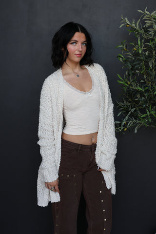 Kinsley Casual Knit Open Cardigan ~ Cream