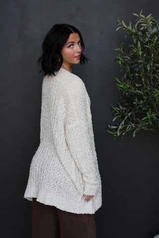 Kinsley Casual Knit Open Cardigan ~ Cream