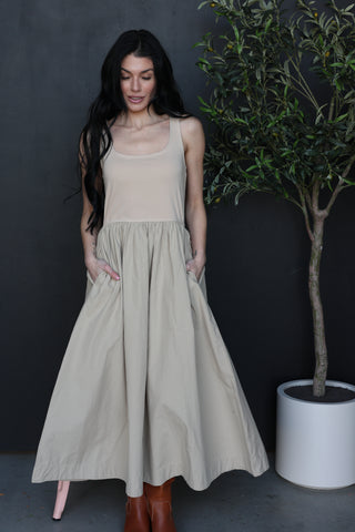 Amanda Tank Midi Dress ~ Taupe
