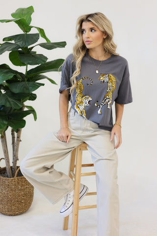 Fighting Tigers Graphic Boxy Crop Top