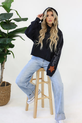 Stay Golden Dip Dye Crop Hoodie