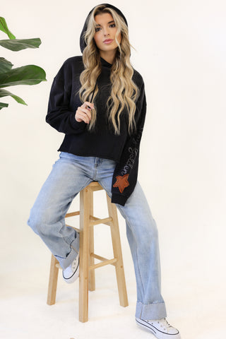 Stay Golden Dip Dye Crop Hoodie
