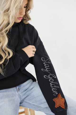 Stay Golden Dip Dye Crop Hoodie