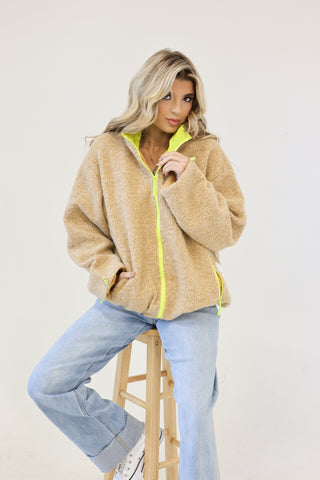 Cozy pop fleece jacket