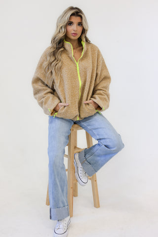 Cozy pop fleece jacket