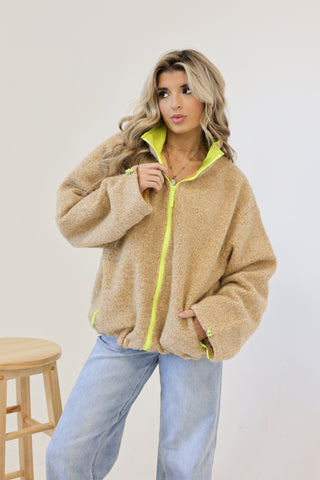 Cozy pop fleece jacket