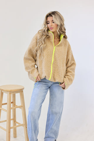 Cozy pop fleece jacket