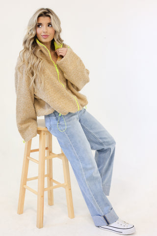 Cozy pop fleece jacket