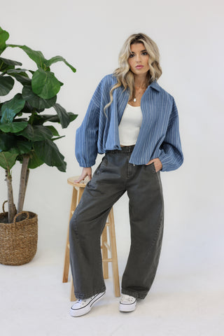 YEEHAW Striped Denim Jacket