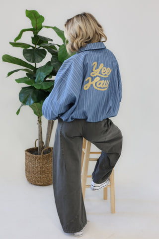 YEEHAW Striped Denim Jacket