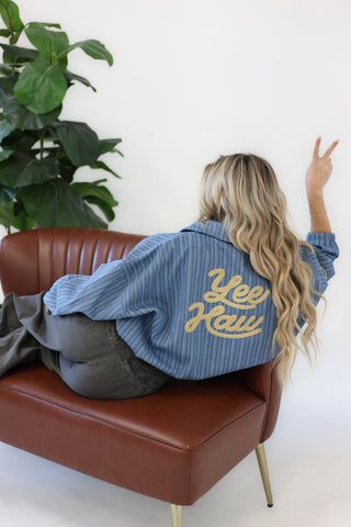 YEEHAW Striped Denim Jacket