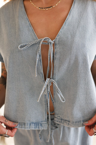 Marina Breeze Tie-Front Top